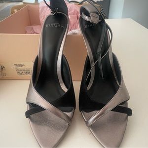 Alexandre Birman heels. Velvet black with platinum metallic.